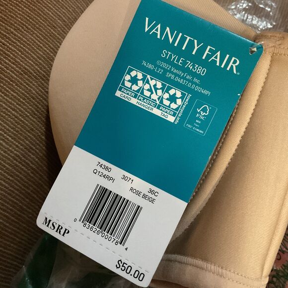 Vanity Fair Beauty Back Strapless Bra, Rose Beige 36C - Picture 7 of 9